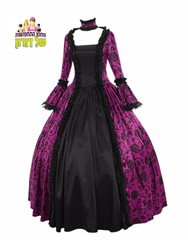 שמלה ויקטוריאנית ימי ביניים - סגול חציל