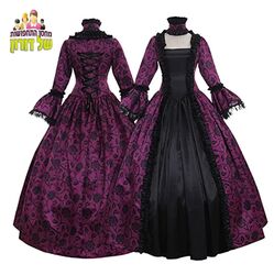 שמלה ויקטוריאנית ימי ביניים - סגול חציל